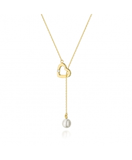 Naszyjnik złoty z diamentem i perłą