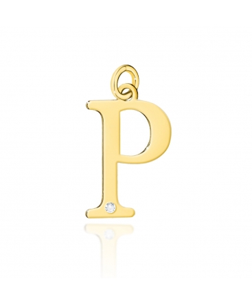 Zawieszka złota literka P z diamentem duża