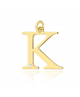 Zawieszka złota literka K z diamentem duża