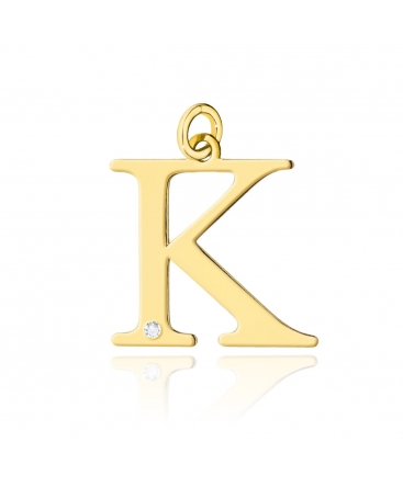 Zawieszka złota literka K z diamentem duża