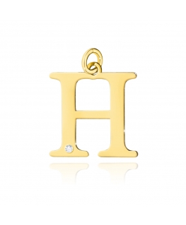 Zawieszka złota literka H z diamentem duża