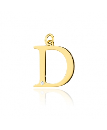 Zawieszka złota literka D z diamentem mała