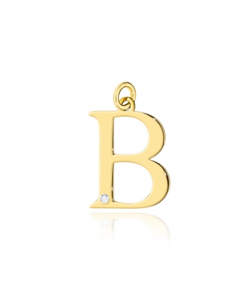 Zawieszka złota literka B z diamentem duża