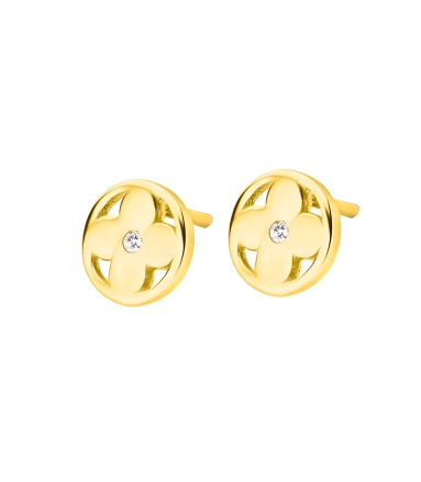 kolczyki złote kwiatki z cyrkonią