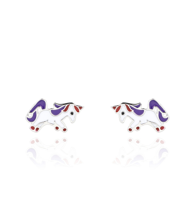 Kolczyki srebrne jednorożce z emalią