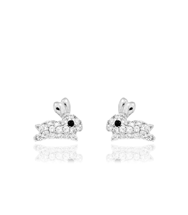 Kolczyki srebrne króliczki z cyrkoniami