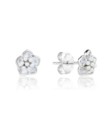 Kolczyki srebrne kwiatuszki z perełkami