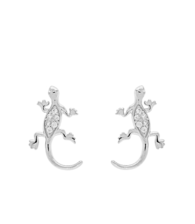 Kolczyki srebrne jaszczurki z cyrkoniami