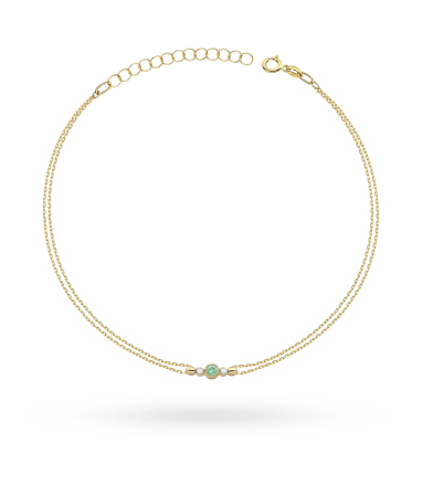 Bransoletka złota ze szmaragdem i diamentami